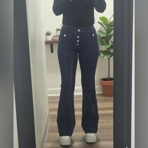 Vintage-Style Dark Wash Flare Jeans